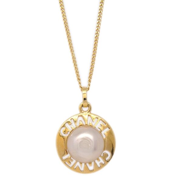Chanel Artificial Pearl Gold Chain Pendant Necklace - Picture 1 of 4